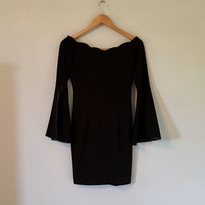 Off-Shoulder LBD with Flare Sleeves